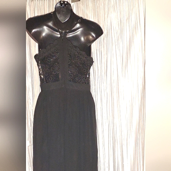 Lace front maxi dress sheer slits to knee sundress New with tags medium - Picture 14 of 16